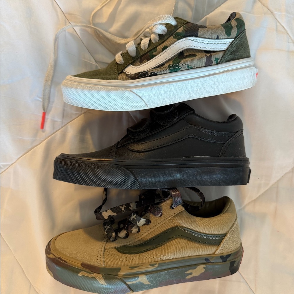 Trio of Stylish Sneakers - Green, Black, and Camouflage